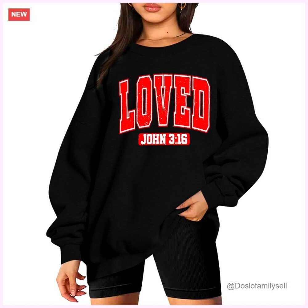 Love Heart Graphic Pullover Sweatshirt Women's Long Sleeve Crewneck Casual
